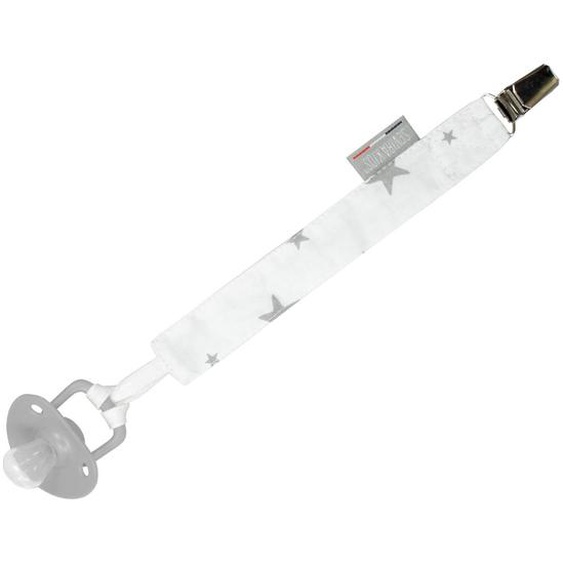 Attache Tétine En Coton Stella Stella, Imprimé Étoiles Blanc,