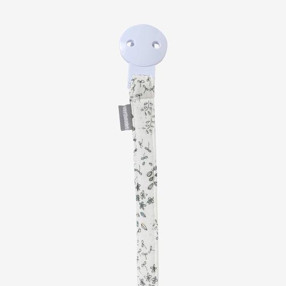 Attache tétine tissu imprimé ivoire fleuri