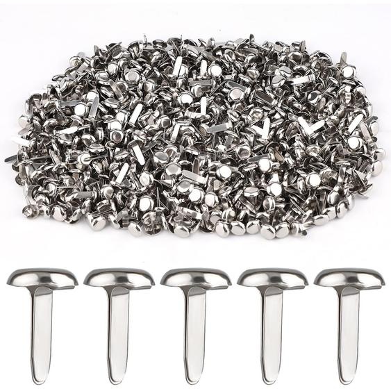 Attaches métalliques - 600 pièces. Fixations à tête ronde en cuivre, pour travaux de bricolage et utilisation au bureau - 12 x 8 mm, couleur argent