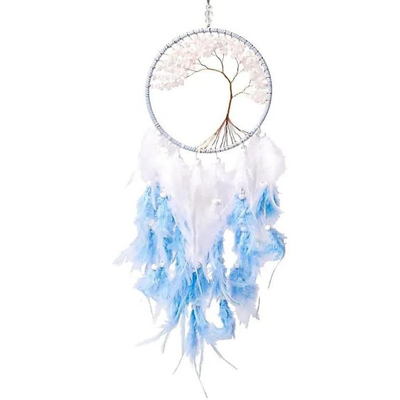 Attrape-rêves Arbre de Vie Jade Blanc - ±16x55cm