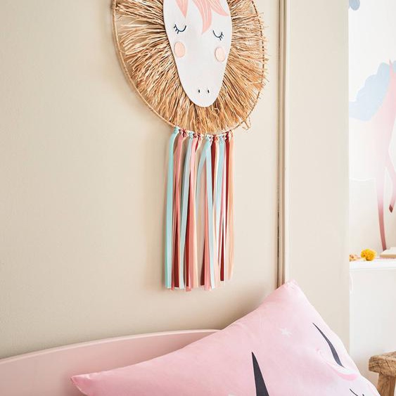 Attrape-rêves en raphia Licorne rose