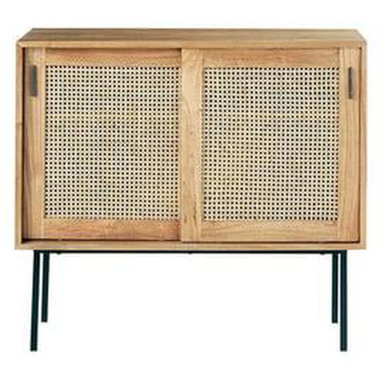 AUBIN  Commode en mindi massif et cannage 100 cm