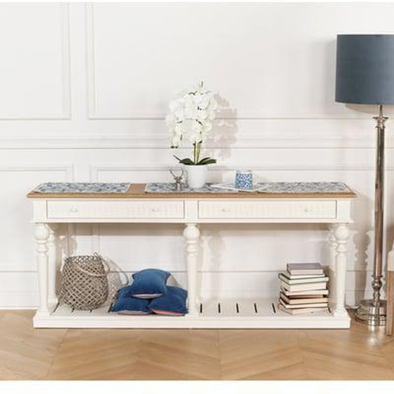 AUDE - Console drapier en bois massif, 2 tiroirs - Bois certifié FSC®