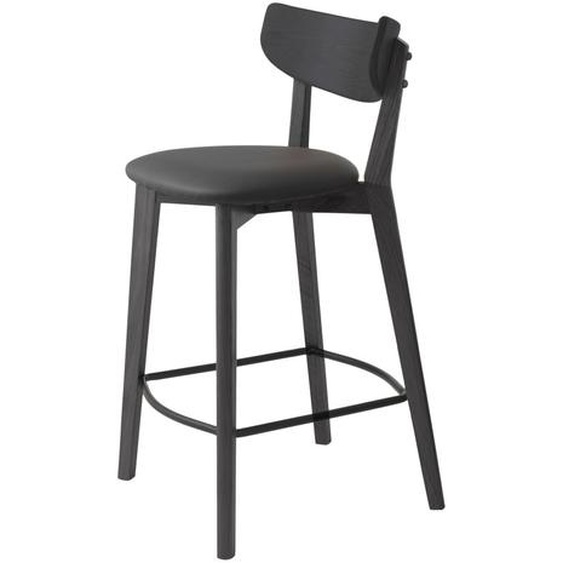 Aude - Lot de 2 chaises de bar en bois et simili H67cm - Couleur - Noir