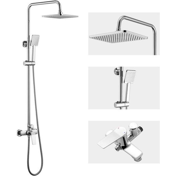 Auralum - Colonne de Douche avec Mitigeur Douche Monocommande, Ensemble de Douche Réglable en Hauteur, Mitigeur Mécanique Système de Douche avec Tête