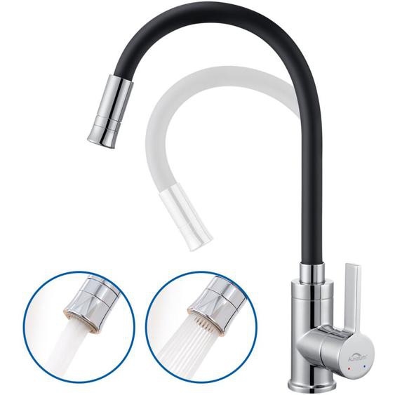 Auralum Max - Mitigeur de Cuisine Flexible avec 2 Modes Jet, Rotation à 360°, Robinet Cuisine Noir Bec Haut Orientable Librement