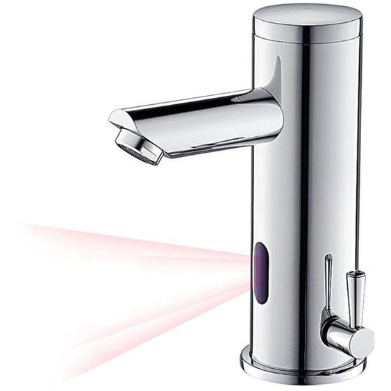 Auralum - Mitigeur Lavabo Infrarouge Electronique Eau Froide et Chaude Mitigeur Automatique Laiton Chrome Robinet Automatique de Lavabo pour Salle de