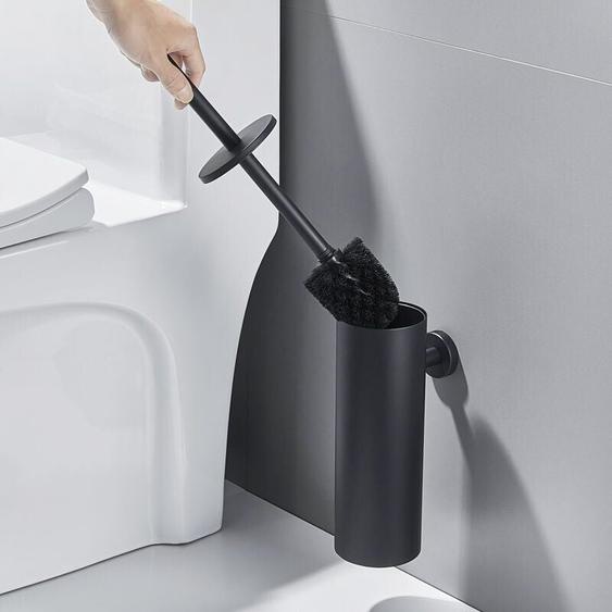 Auralum - Toilette Porte-brosse Noire Balai Toilette wc en Acier inox 304 Mural Imperméable Facile à nettoyer pour wc Salle de Bains Toilettes avec