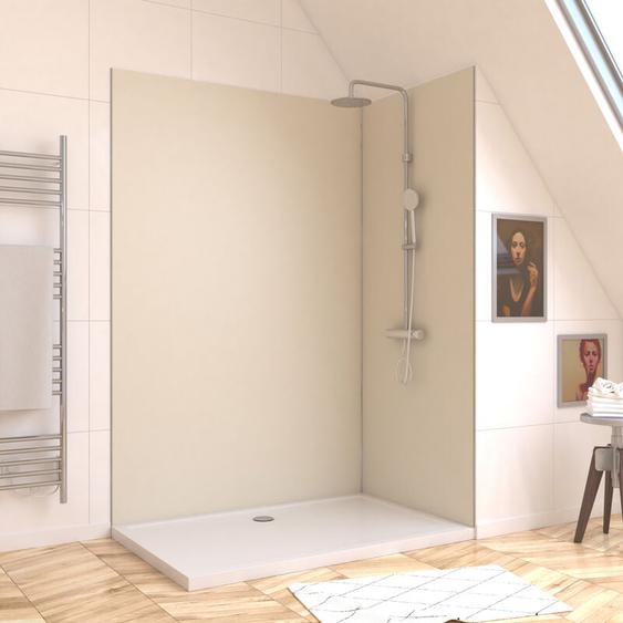 Lot de 2 panneaux muraux aluminium ivoire 90+120x210 cm avec profilés anodise brillant - wallit
