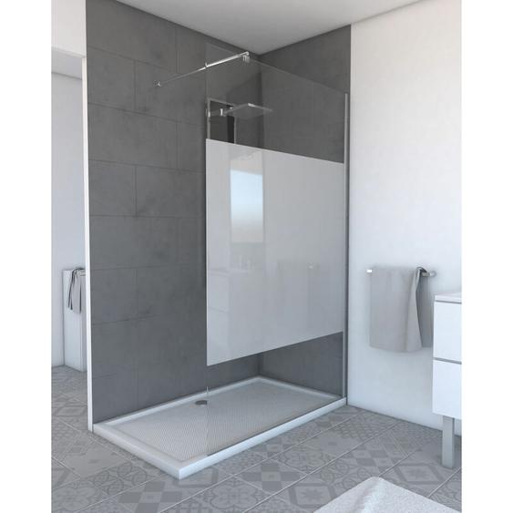 Aurlane - Paroi de Douche 120x200cm - Verre Trempé Dépoli 8mm - Profilé Chrome - freedom 2 frosted