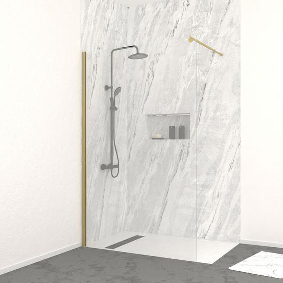 Aurlane - paroi de douche à litalienne 120x200 cm verre trempé 8 mm - or doré brossé - freedom 2 gold