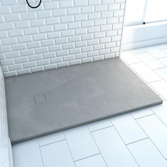 Aurlane - receveur à poser en matériaux composite smc - finition ardoise grise - 90x140cm - rock 2 grey 90