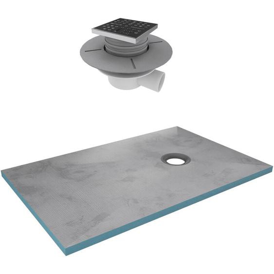 Aurlane - receveur de douche à carreler 90x140 cm avec bondes à sortie horizontale - grille inox