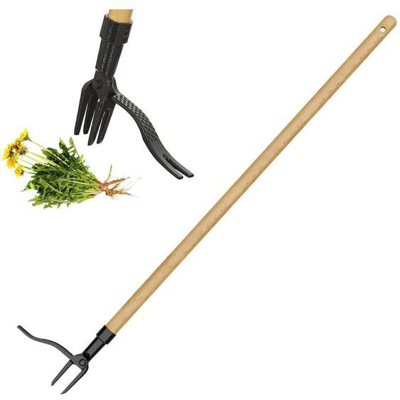 Autboom - Outil de désherbage à manche long - Design à tête en acier à 4 griffes - Éliminez facilement les mauvaises herbes sans vous pencher, tirer