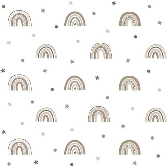 Autocollant Mural Arc-en-ciel Avec Étoiles Beige