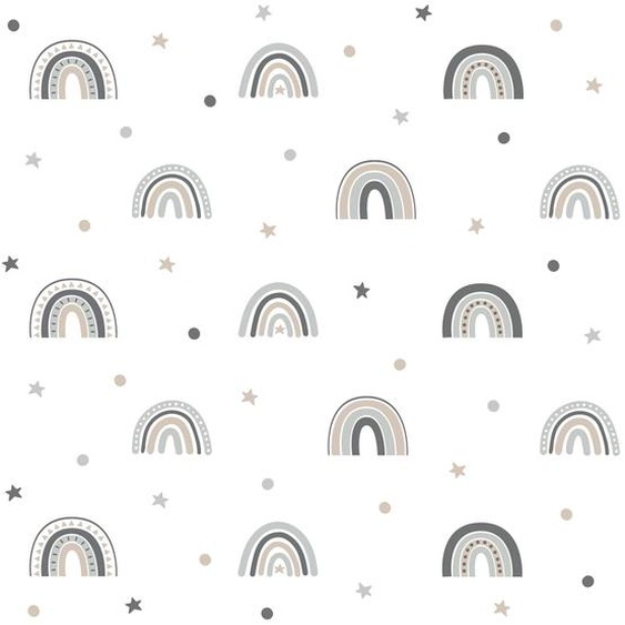 Autocollant Mural Arc-en-ciel Avec Étoiles Gris