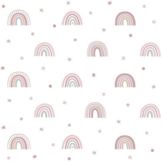 Autocollant Mural Arc-en-ciel Avec Étoiles Rose