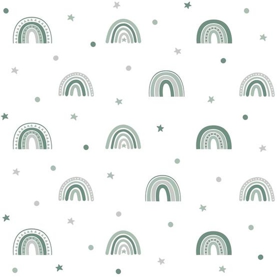 Autocollant Mural Arc-en-ciel Avec Étoiles Vert