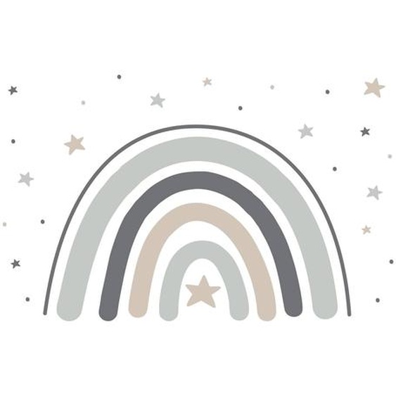 Autocollant Mural De Arc-en-ciel (90 Cm) Gris