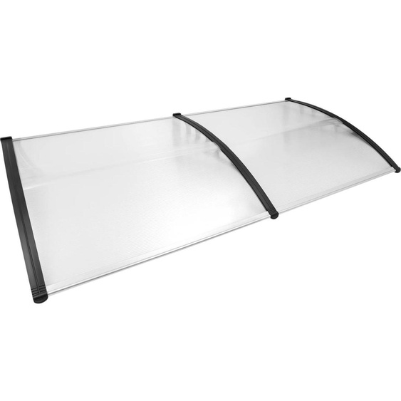Auvent de porte - Auvent mural - Dimensions : 200 × 90 × 24 cm - Polycarbonate transparent - Protection contre les UV et la pluie - Charge admissible : 15 kg/m² - Blanc