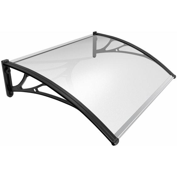 Vounot - Auvent de porte dentrée marquise 120x80 cm transparent en Polycarbonate anti-UV Noir