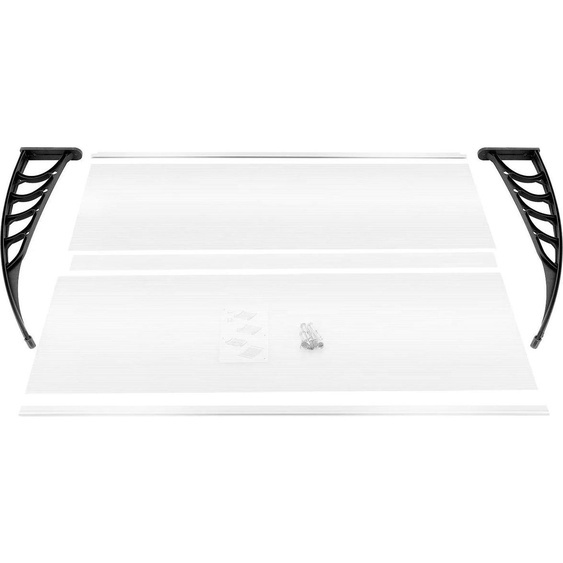 Auvent de porte en polycarbonate - En forme darc - Largeur 150 cm - Résistant aux intempéries - Résistant aux UV et à la grêle - Avec fixations - Noir