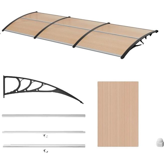 Auvent de porte, résistant aux intempéries, installation facile, 270x98,5 noir marron, 270x98,5 noir marron