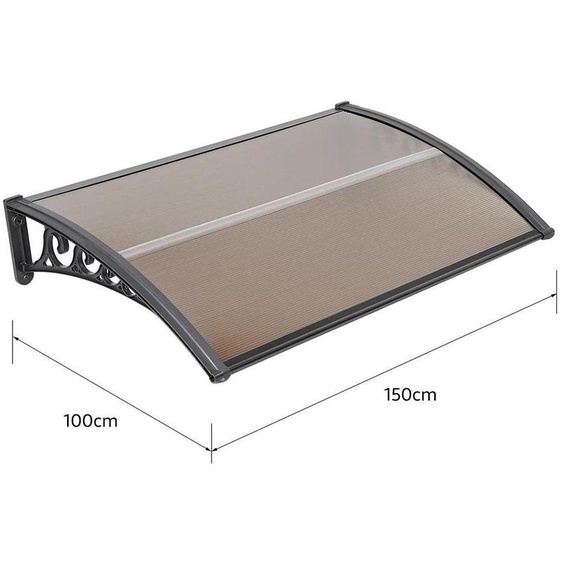 Auvent dentrée - Auvent de porte - Polycarbonate et aluminium - Protection contre les UV - Protection contre la pluie - 100 x 150 cm - Rouge