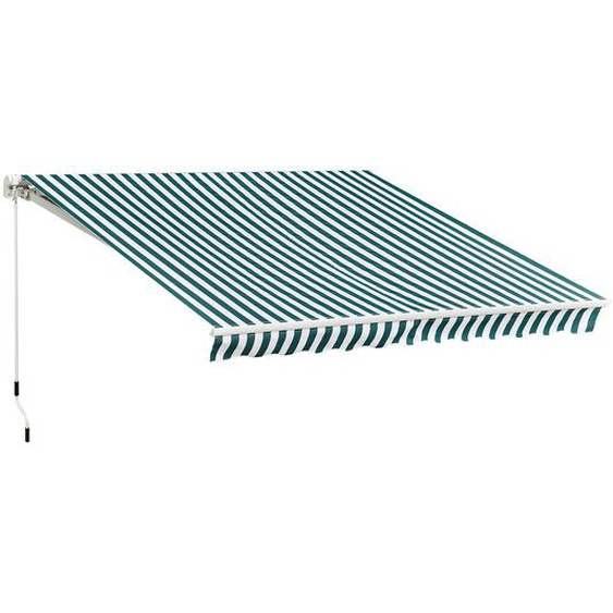 Auvent manuel de jardin terrasse store aluminium retractable 4L x 3l m vert et blanc