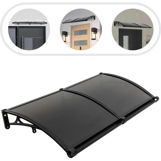 Auvent pour fenêtre et porte - Store courbé/pare-pluie - 120 × 60 cm - Alliage daluminium - Charge maximale 200 kg - Protection contre le soleil et la pluie - Marron chocolat