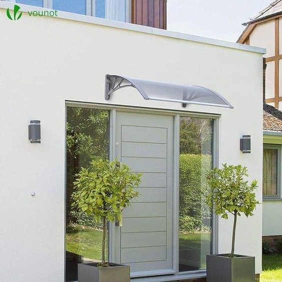 Auvent pour porte dentrée, en polycarbonate, robuste, transparent, 120 x 80 cm, protection contre la pluie et les UV