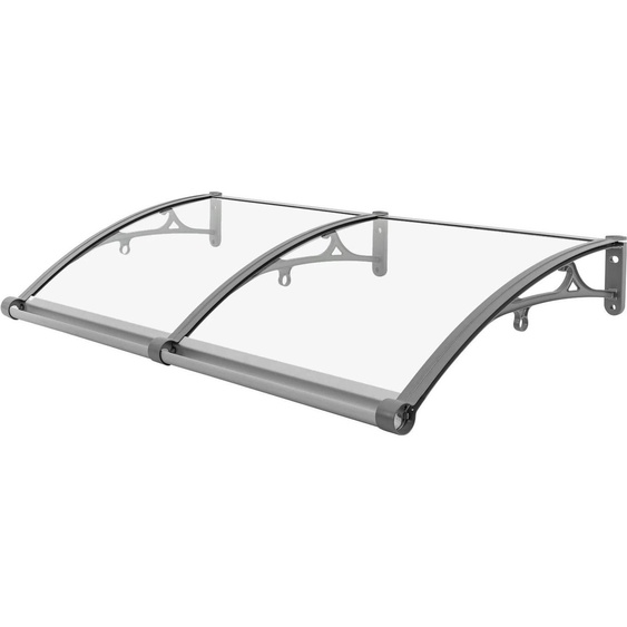 Auvent pour porte/fenêtre - Cadre en aluminium incurvé - 120 x 60 cm - Panneau en PVC transparent - Capacité de charge 200 kg - Protection contre les UV, la pluie et la grêle - Cadre blanc - −35 à 120 °C