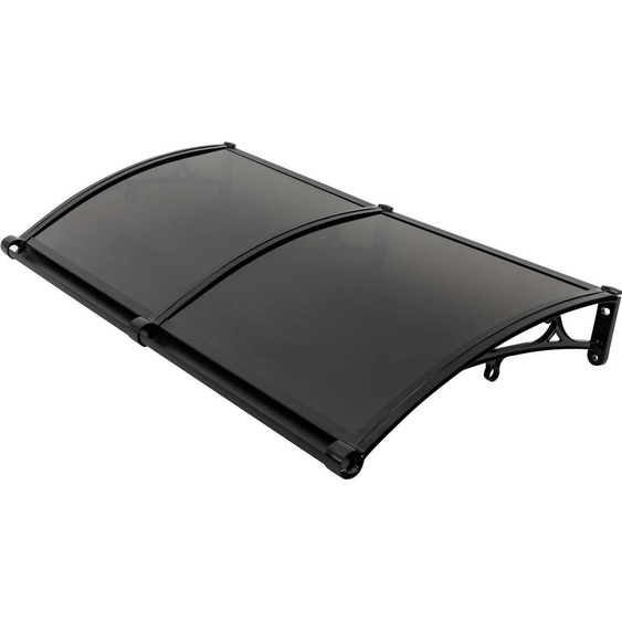 Auvent pour porte/fenêtre - Forme arquée - 120 x 60 cm - Alliage daluminium - Protection UV - Capacité de charge de 200 kg - Montage facile - Noir-brun