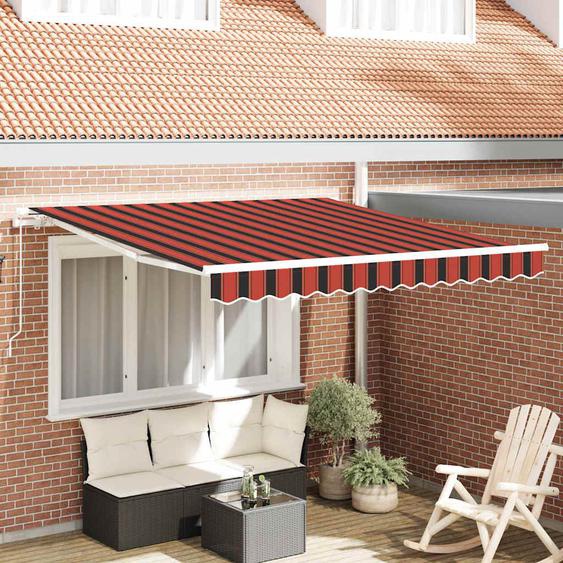 Auvent Rétractable Rayé Orange et marron 350 x 250 cm tissu