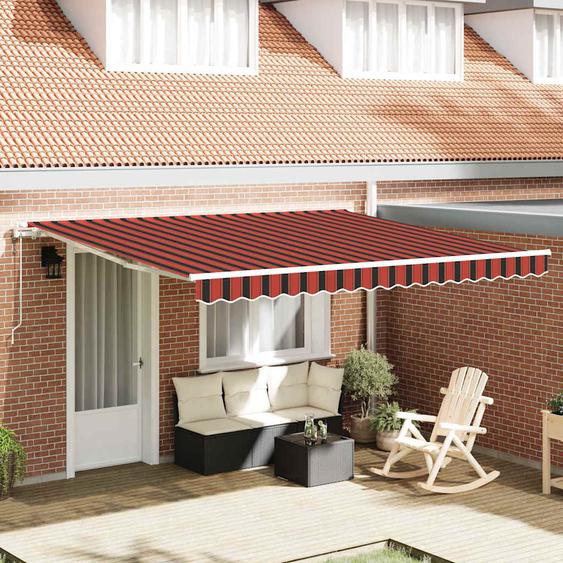 Auvent Rétractable Rayé Orange et marron 400 × 300 cm tissu