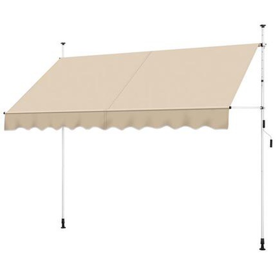 Auvent Rétractable Réglable en Hauteur et en Inclinaison, Store Banne Manuel avec Manivelle sans Percement pour Balcon, Terrasse, Jardin 300 x 120 cm