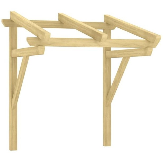 Avant-toit en bois massif pour porte dentrée, modèle à une pente, protection pour porte dentrée, traité pour résister aux intempéries, avec éléments de montage en bois de pin, dimensions : 100 x 100 x 80 cm