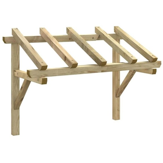 Avant-toit en bois massif pour porte dentrée, type toit plat, imperméable aux intempéries, avec éléments de montage en bois de pin. Dimensions : 150 x 100 x 100 cm