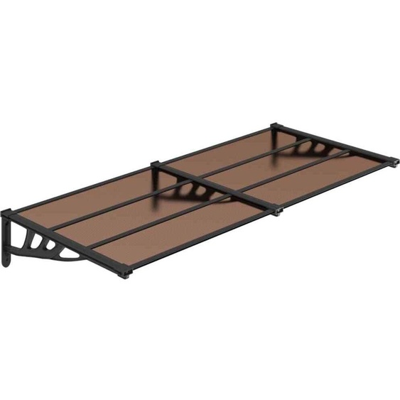 Avant-toit pour porte dentrée, modèle à une pente, protection pour porte dentrée, entrée et terrasse, en aluminium semi-brillant, pour lextérieur, couleur noire, dimensions : 122 x 90 x 27,5 cm (L x l x H)
