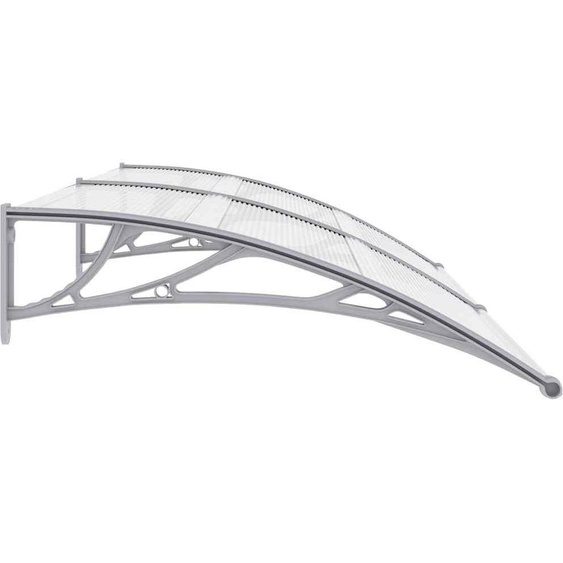 Avant-toit pour porte dentrée, protection pour porte avec cadre en aluminium et toit en polycarbonate, résistant aux intempéries et à la corrosion, fixation murale au-dessus de la porte, couleur gris et transparent, dimensions 200 x 100 cm