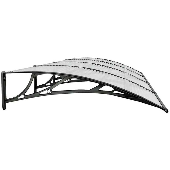 Avant-toit pour porte dentrée, protection pour porte avec cadre en aluminium et toit en polycarbonate, résistant aux intempéries et à la rouille, fixation murale au-dessus de la porte, couleur noire et transparente, dimensions 120 x 100 cm