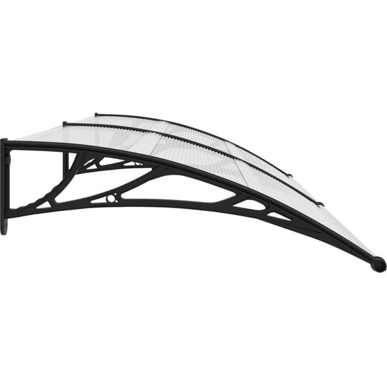 Avant-toit pour porte dentrée, type toit plat avec cadre en aluminium et polycarbonate, fixation murale, résistant aux intempéries, pour usage extérieur, couleur noire et transparente, dimensions 120 x 100 cm