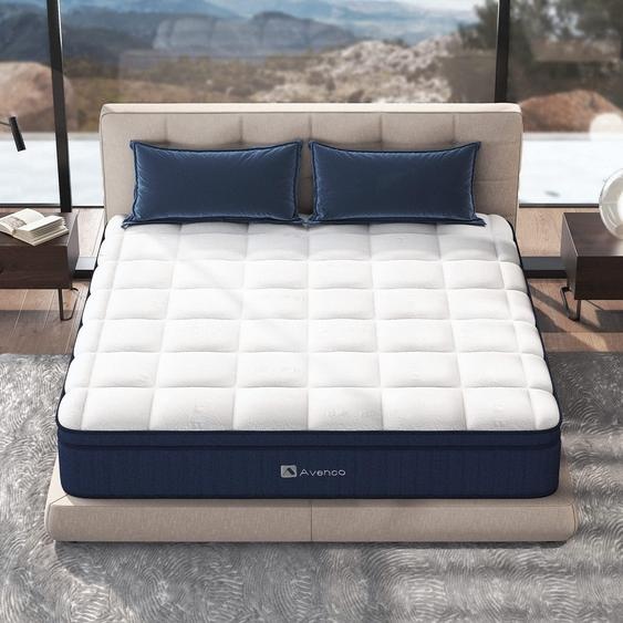 Avenco, matelas 140x200, matelas à ressorts ensachés, avec latex lavé et fibres de haute qualité