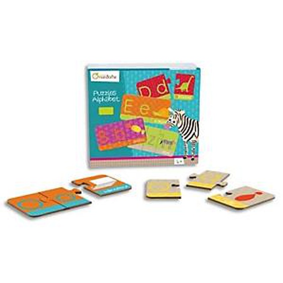 AVENUE MANDARINE Boîte puzzle thème alphabet 28 puzzles de 3 pièces 11 x 6 cm, bords arrondis