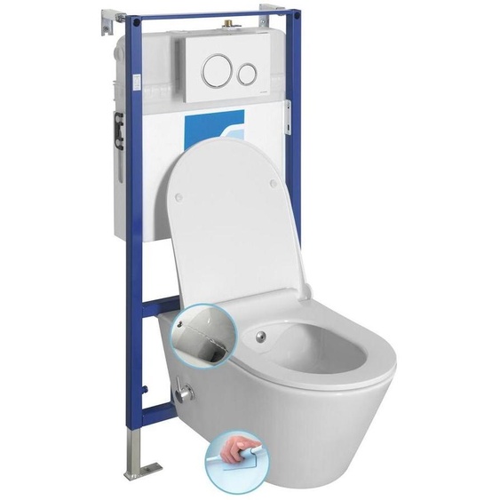 AVVA CLEANWASH WC suspendu, sans chasse deau, y compris bidet-douche+chasse deau