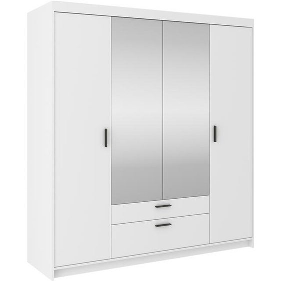 AX LIVING Armoire blanche avec miroir Storicos 4T 176,3 cm de large