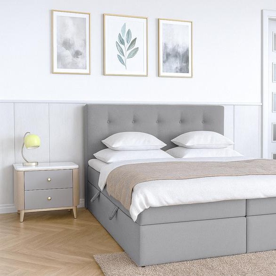 AX LIVING Baunei Lit boxspring 160x200 avec sommier gris