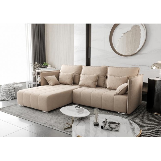 AX LIVING Beige Canapé dangle avec fonction sommeil Florinna 248cm en L
