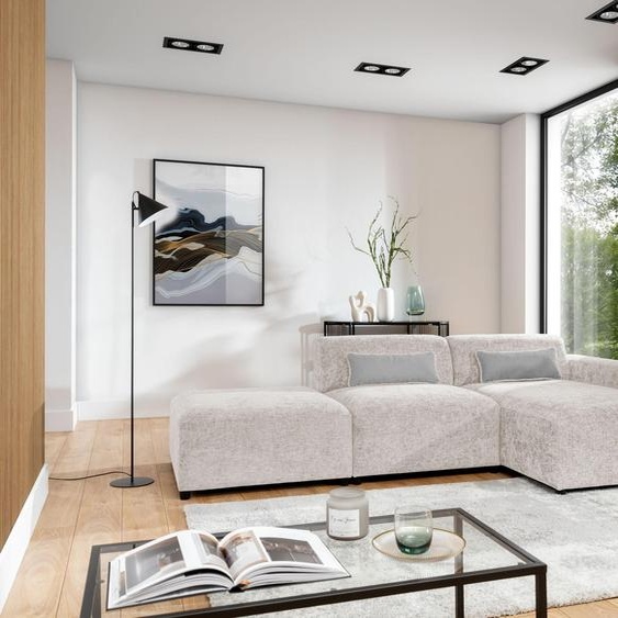 AX LIVING Beige L Canapé Jughlio - Canapé dangle avec pouf 304 cm moderne R