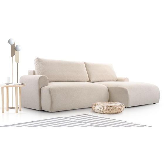 AX LIVING beige L Canapé Miniati Petit canapé avec fonction sommeil 260 cm R
